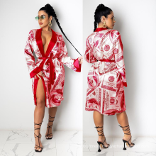 LEVEL S390012 Fashion Custom Robes Long Robe Luxury Bath Money Robe